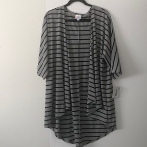 NWT • LulaRoe Black/Grey Striped Lindsay Cardigan